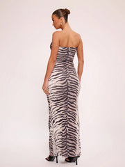 MUSERA Cut Out Bandeau Ruched Maxi Dress Vacation Spring Summer